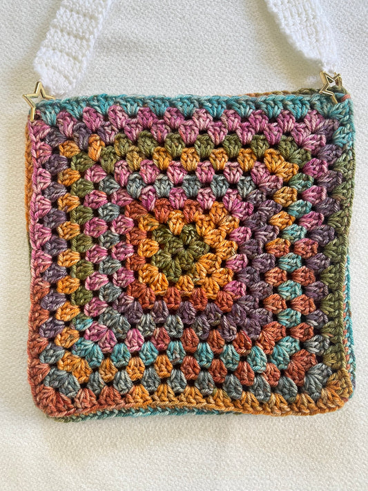 HANDMADE GRANNY SQUARE CROCHET CINNAMON CEDAR BAG