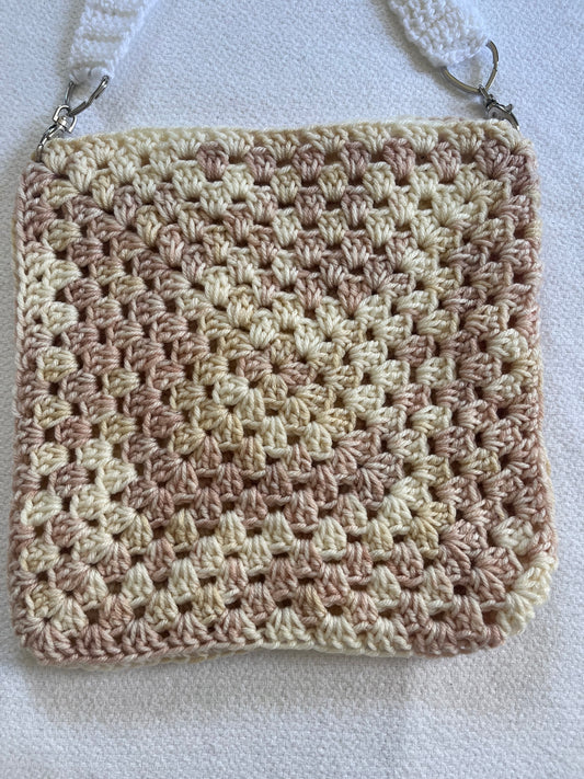HANDMADE GRANNY SQUARE CROCHET FUZZY SLIPPER BAG