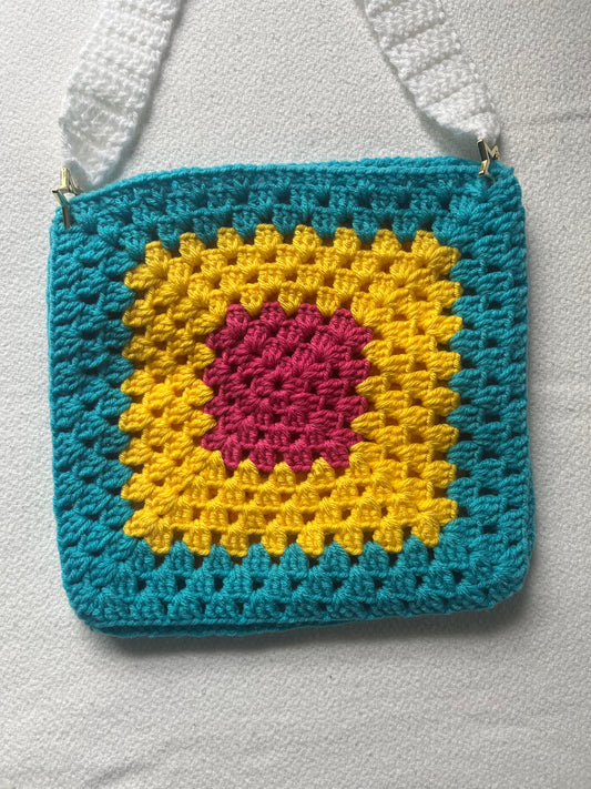HANDMADE GRANNY SQUARE CROCHET PAN PRIDE BAG