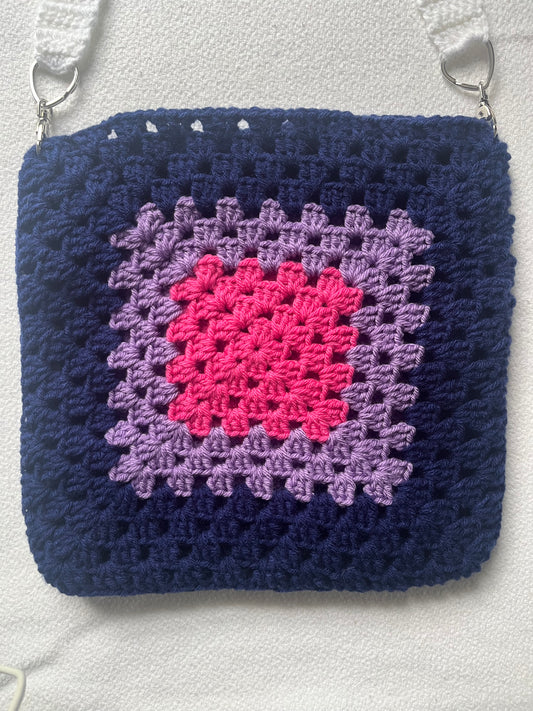 HANDMADE GRANNY SQUARE BI PRIDE BAG