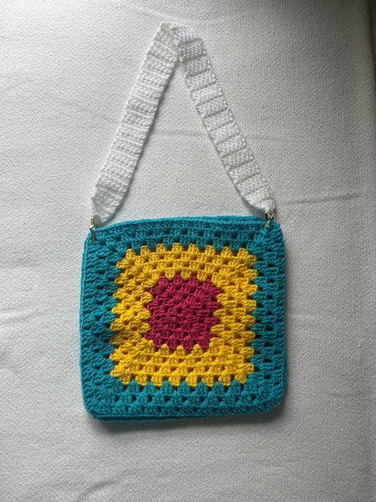 HANDMADE GRANNY SQUARE CROCHET PAN PRIDE BAG